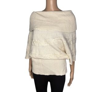 Anne Klein women off with cable knit sweater size M